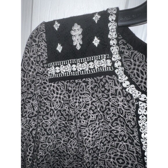 Lucky Brand Blouse Plus Sz 1X Embroidered Top V-neck Floral Flowy Boho Whimsical - Picture 5 of 11